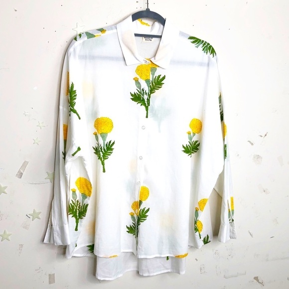 Indigo by Boutin cotton floral oversize button-down shirt - Picture 4 of 10